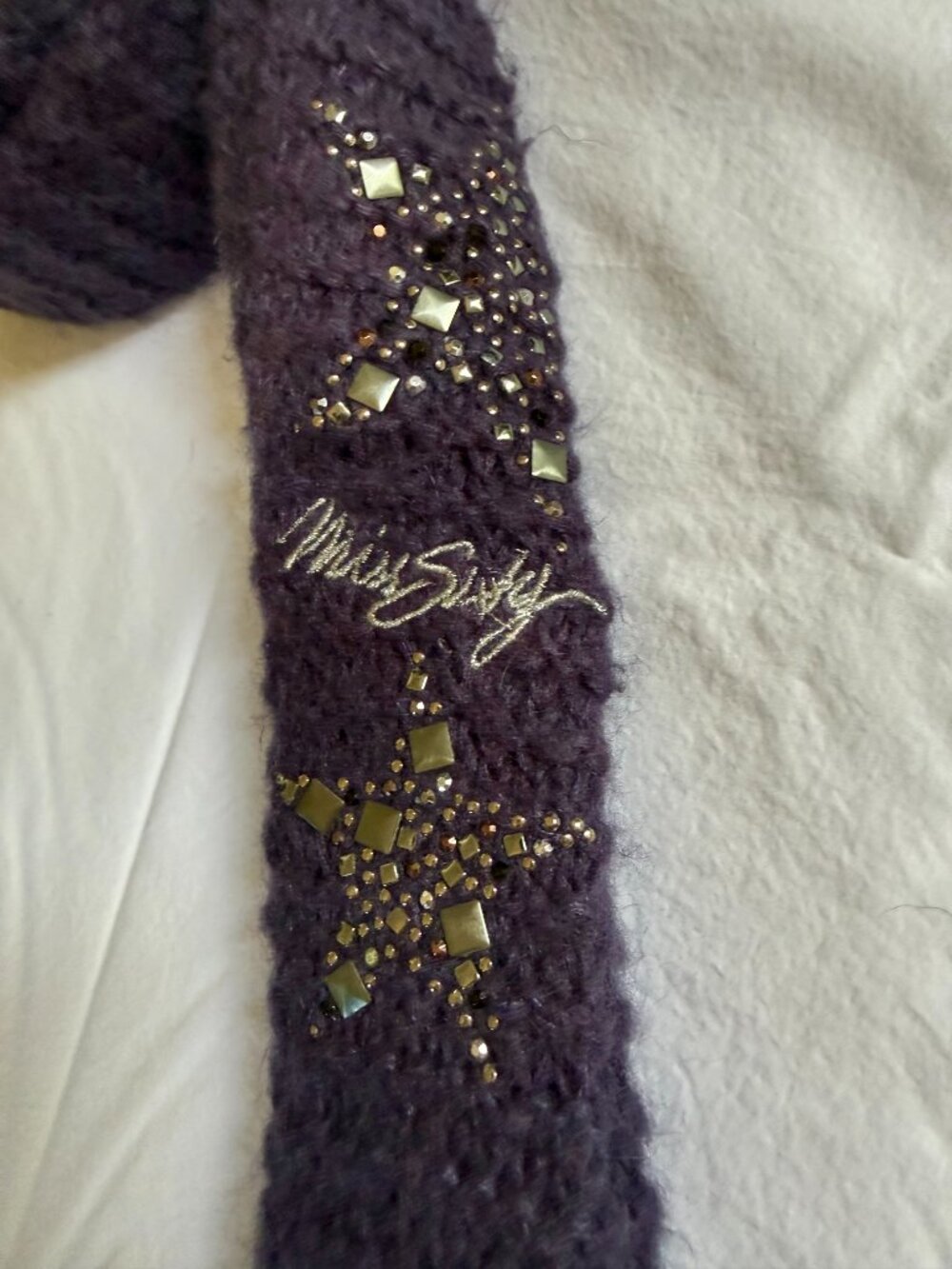 Miss Sixty extra long (approx. 12 ft.!) thin purple mohair scarf